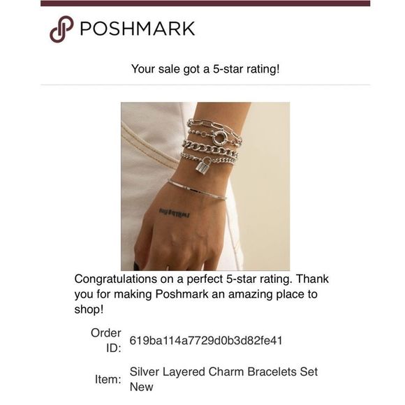 Silver Layered Charm Bracelets Set New - Picture 4 of 4